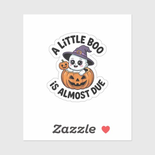 Little Boo Is Almost Due Cute Halloween Pregnancy  Sticker (Vel)