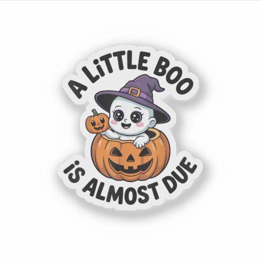 Little Boo Is Almost Due Cute Halloween Pregnancy  Sticker (Voorkant)