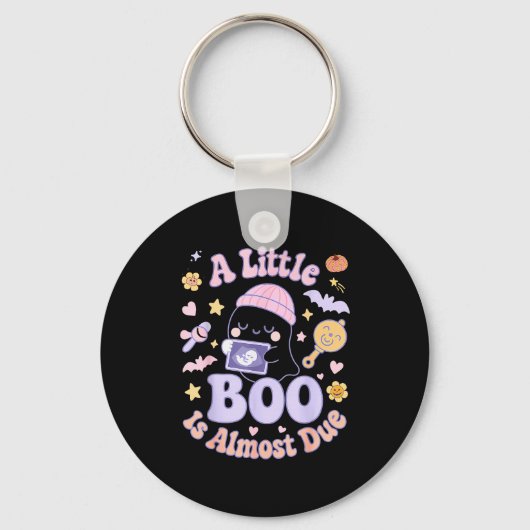 Little Boo Is Almost Due Fun Halloween Cute Pregna Sleutelhanger (Voorkant)