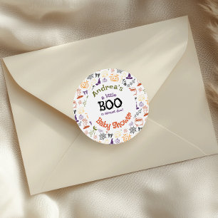 Little Boo is Almost Due Griezelige Baby Shower Ronde Sticker