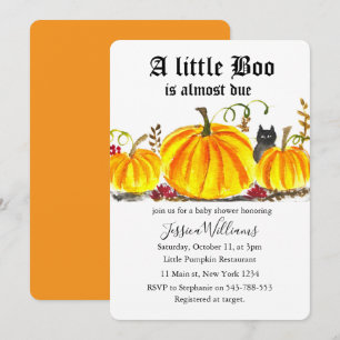 Little Boo Is Almost Due Halloween Baby Shower Kaart