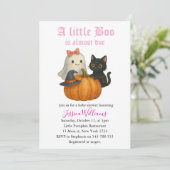 Little Boo Is Almost Due Halloween Baby Shower Kaart (Staand voorkant)