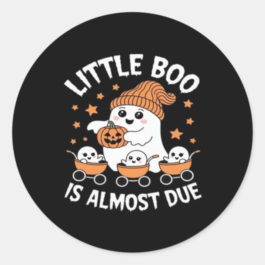 Little Boo Is Almost Due - Halloween Pregnancy Rev Ronde Sticker (Voorkant)