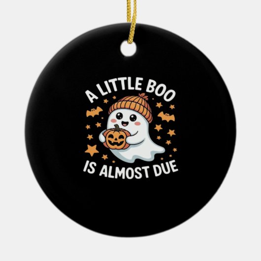 Little Boo Is Almost Due Halloween Pregnancy Revea Keramisch Ornament (Voorkant)
