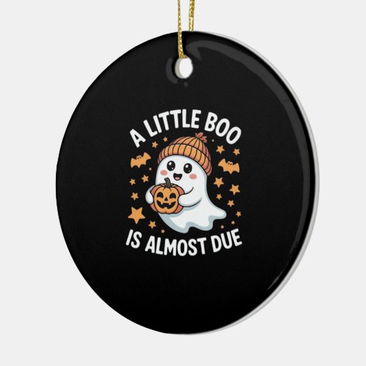 Little Boo Is Almost Due Halloween Pregnancy Revea Keramisch Ornament (Links)