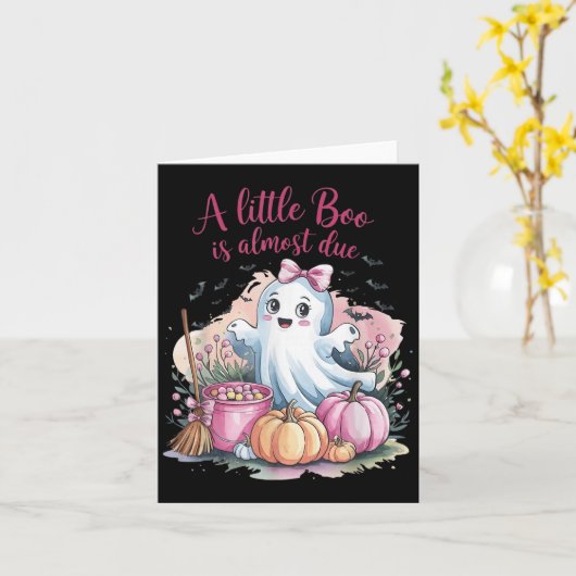 Little Boo Is Almost Due Halloween Theme Girl Baby Kaart (Gele Bloem)