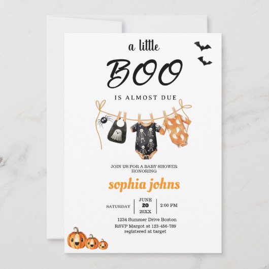 Little Boo is Almost Halloween Baby Shower cloths Kaart (Voorkant)