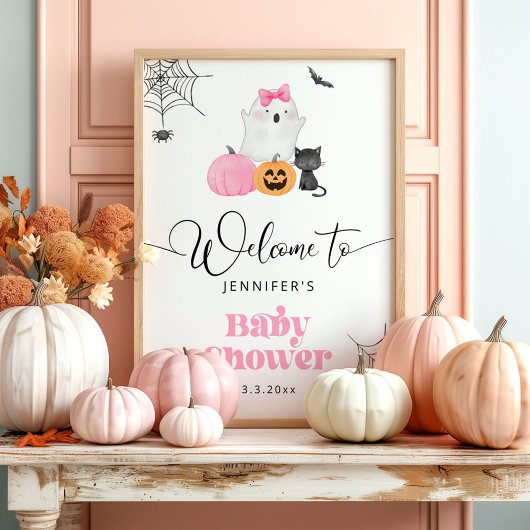 Little boo is bijna Due baby shower welkom Poster