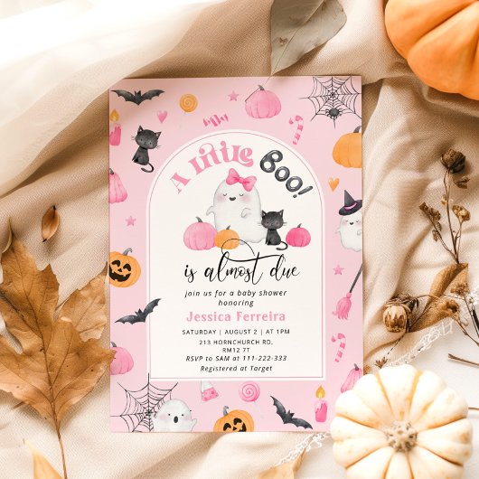 Little Boo is bijna Due roze meisje baby shower Kaart