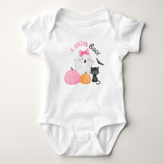 Little Boo is bijna jarig roze baby shower Romper (Voorkant)