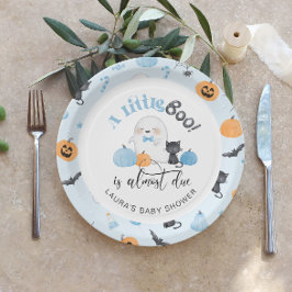 Little Boo is bijna te wijten aan blauw baby showe Papieren Bordje