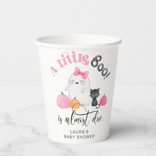 Little Boo is bijna te wijten aan roze baby shower Papieren Bekers (Achterkant)