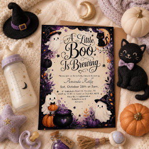 Little Boo Is Brewing Halloween Baby Shower Kaart