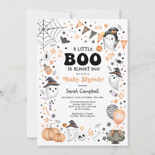 Little Boo is Brewing Halloween Ghost Baby shower Kaart (Voorkant)