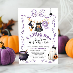 Little Boo is Due Girl Clothesline baby shower Kaart