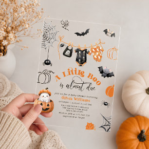 Little Boo is Due Jongensklerenlijn baby shower Acryl Uitnodigingen