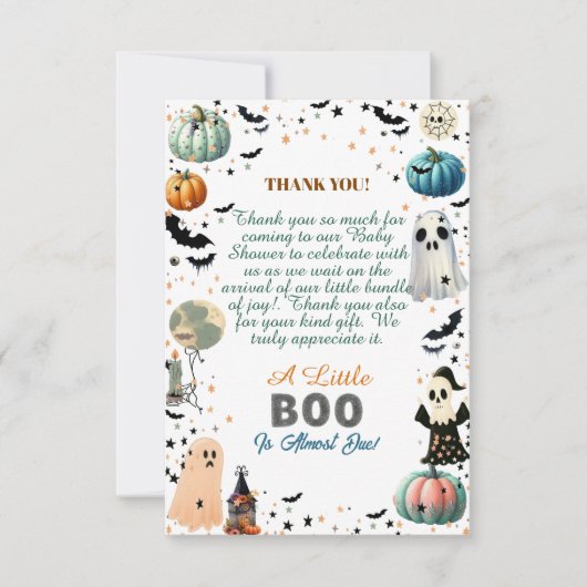 Little BOO is het gevolg van Ghost Pumpkin Spooky Bedankkaart (Voorkant)