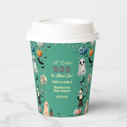 Little BOO is het gevolg van Ghost Pumpkin Spooky  Papieren Bekers (Voorkant)