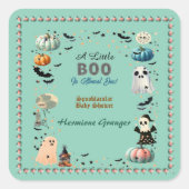 Little BOO is het gevolg van Ghost Pumpkin Spooky  Vierkante Sticker (Voorkant)
