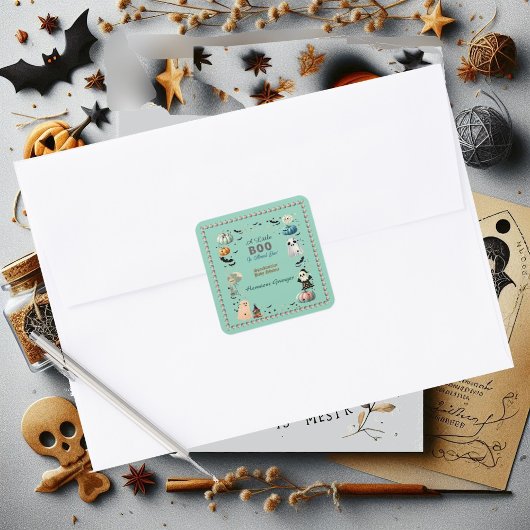 Little BOO is het gevolg van Ghost Pumpkin Spooky  Vierkante Sticker