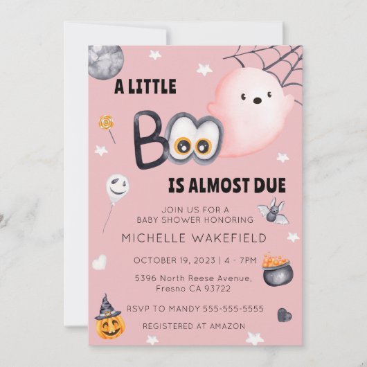 Little Boo is toe te schrijven Meisje Roze Hallowe Kaart (Voorkant)