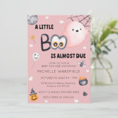 Little Boo is toe te schrijven Meisje Roze Hallowe Kaart (Staand voorkant)