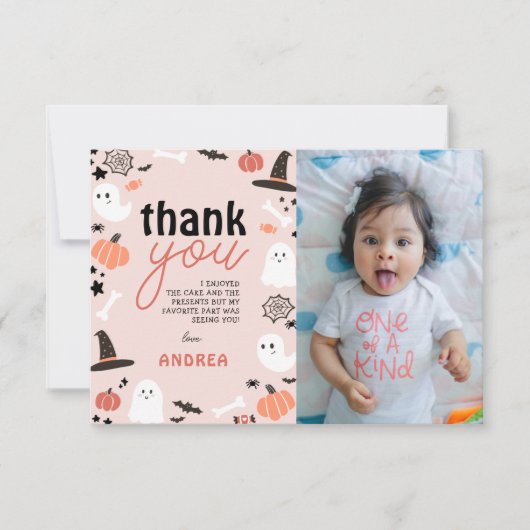 Little Boo is Turning Two Spooky 2nd Bday Photo Bedankkaart (Voorkant)