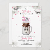 Little Boo is Twee Ghost Milkshake Roze Verjaardag Kaart (Voorkant / Achterkant)