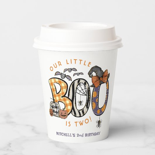 Little Boo is twee Halloween 2e verjaardag Papieren Bekers (Achterkant)