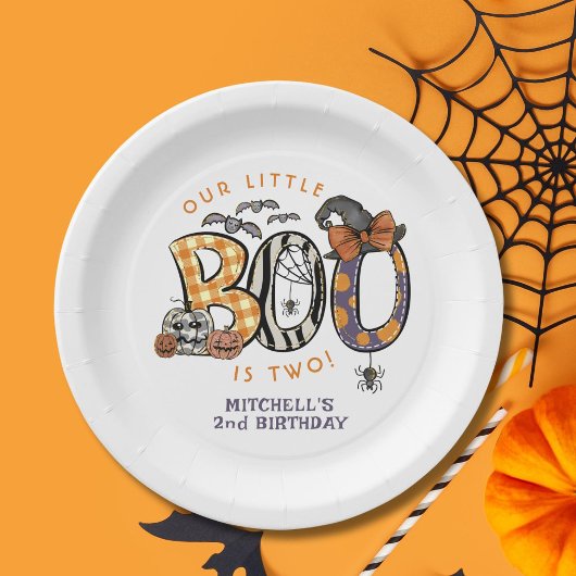 Little Boo is twee Halloween 2e verjaardag Papieren Bordje