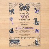 Little Boo Itsy Bitsy Spider Halloween Baby shower Acryl Uitnodigingen (Voorkant)