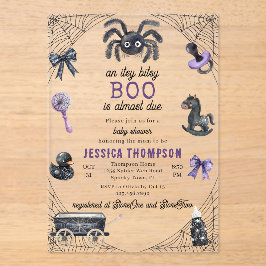 Little Boo Itsy Bitsy Spider Halloween Baby shower Acryl Uitnodigingen