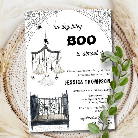 Little Boo Itsy Bitsy Spider Halloween Baby shower Kaart