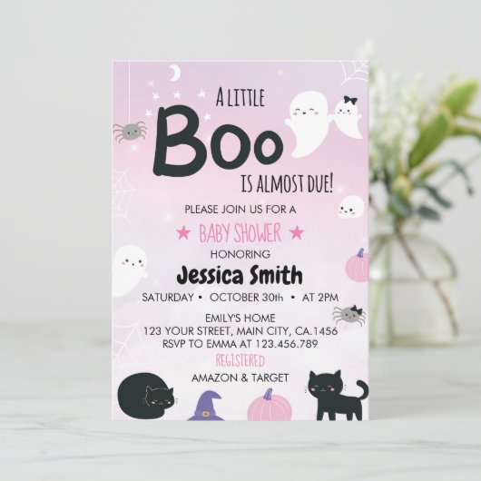 Little Boo komt bijna door Ghost Baby shower Kaart (Staand voorkant)