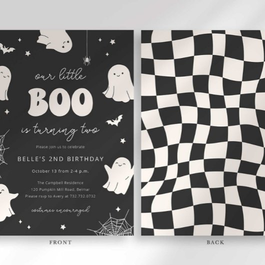 Little Boo krijgt twee verjaardagsuitnodigingen Kaart