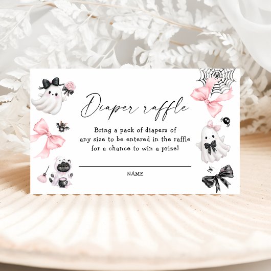 Little Boo Meisje Baby shower Luier Raffle Informatiekaartje