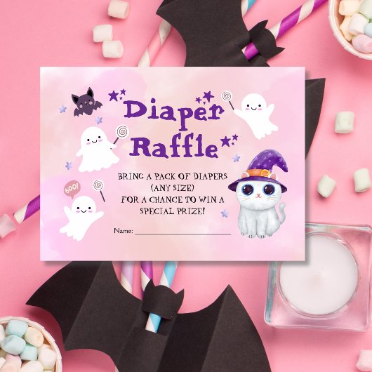 Little Boo Meisje Baby shower Luier Raffle Informatiekaartje