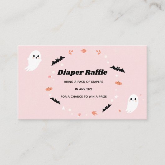 Little Boo Meisje Baby shower Luier Raffle Ticket Informatiekaartje (Voorkant)