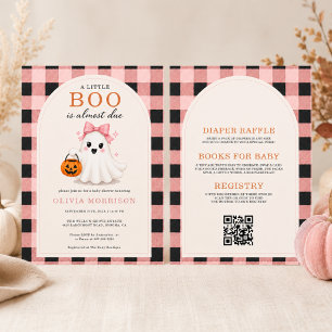 Little Boo Meisje Geest Roze Strik QR Code Baby Sh Kaart