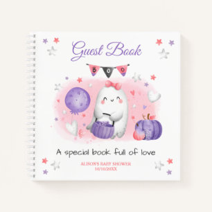 Little Boo Meisje Roze Paarse Baby shower Gastenbo Notitieboek