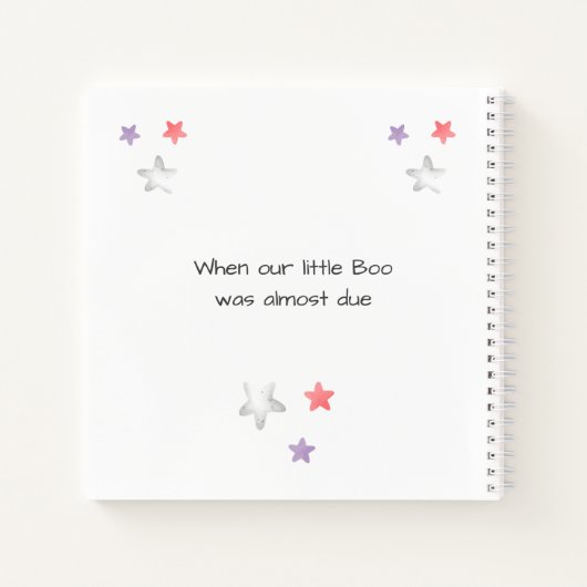 Little Boo Meisje Roze Paarse Baby shower Gastenbo Notitieboek (Achterkant)