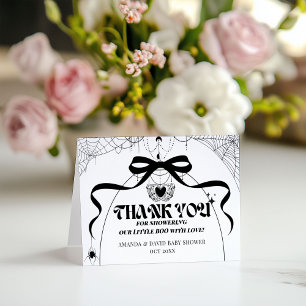 Little Boo Minimal Gothic Halloween Baby shower Bedankkaart