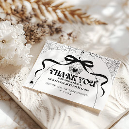 Little Boo Minimal Gothic Halloween Baby shower Bedankkaart