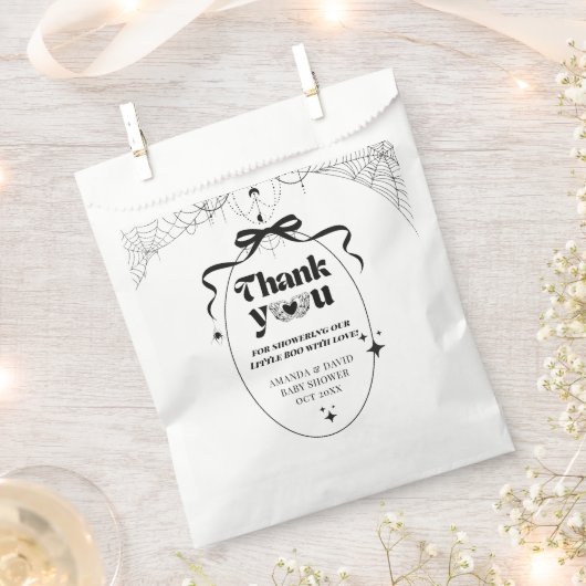 Little Boo Minimal Gothic Halloween Baby shower Bedankzakje (Geknipt)
