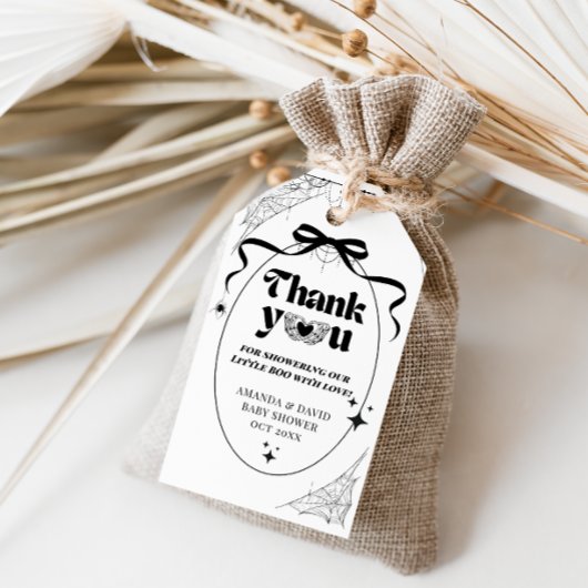 Little Boo Minimal Gothic Halloween Baby shower Cadeaulabel