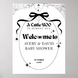 Little Boo Minimal Gothic Halloween Baby shower Poster