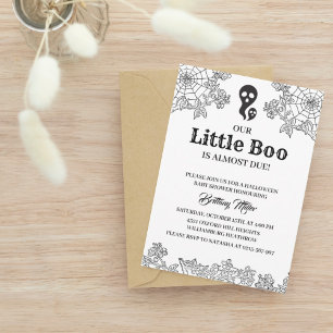 Little Boo Minimalist Halloween Baby shower Kaart