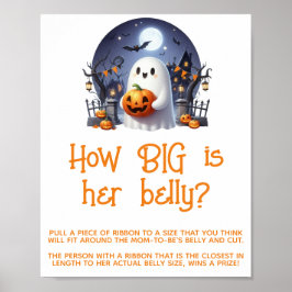 Little Boo Neutral Baby shower Big Belly Game Sign Poster