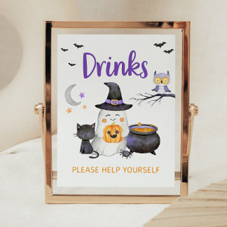 Little Boo Neutrale Halloween Geest Drankjes Bord Poster