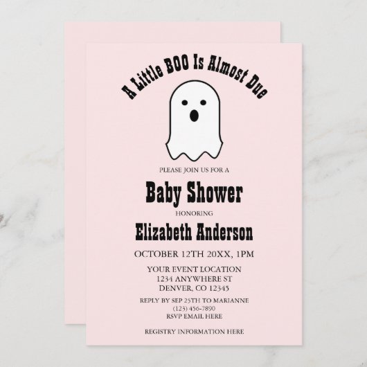 Little BOO On Way Halloween Ghost Baby shower Kaart (Voorkant / Achterkant)